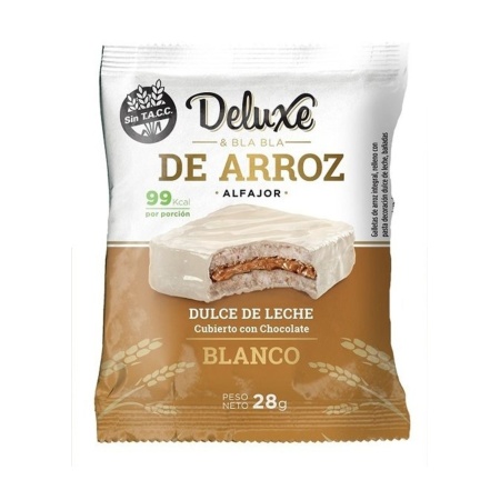ALFAJOR DE ARROZ CHOCOLATE.BLANCO DE LUXE 28 GR