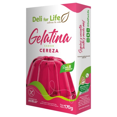 GELATINA DELI FOR LIFE CEREZA 8 PORCIONES
