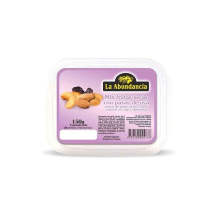MIX FRUTOS SECOS LA ABUNDANCIA CON PASAS Y SAL 150 GR
