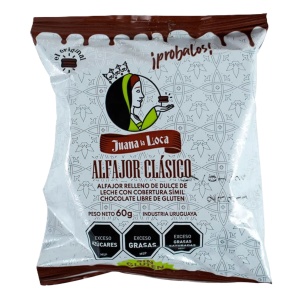 ALFAJOR JUANA LA LOCA SIN GLUTEN CHOCOLATE NEGRO 60 GR