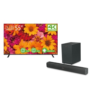 SMART TV XION 55" 4K + BARRA DE SONIDO BAR60