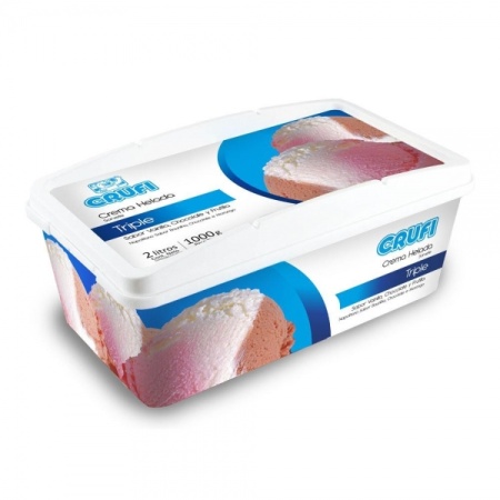 HELADO CRUFI TRIPLE VAINILLA - FRUTILLA - CHOCOLATE 2LT.