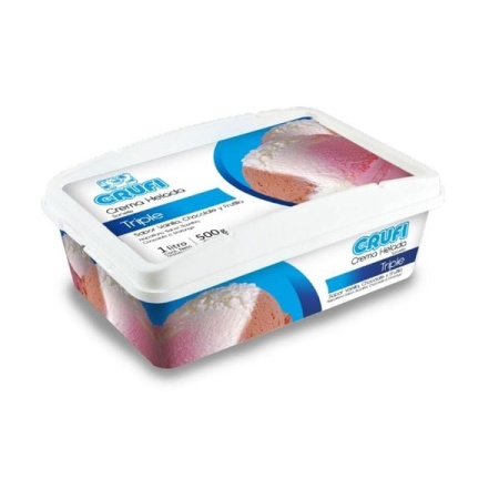 HELADO CRUFI TRIPLE VAINILLA - FRUTILLA - CHOCOLATE 1LT.