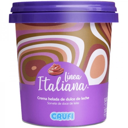 HELADO CRUFI LINEA ITALIANA DULCE DE LECHE 500 ML.