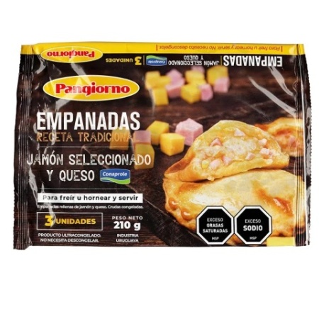 EMPANADAS PANGIORNO JAMON Y QUESO X3 210 GR.