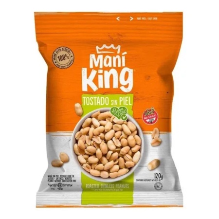 MANI TOSTADO SIN SAL Y SIN PIEL KING 120 GR