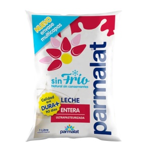 LECHE ENTERA PARMALAT ULTAPASTEURIZADA SIN FRIO 1 LT