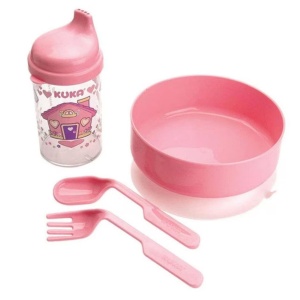 KIT-KUKA - PLATO+SORBITO+CUBIERTOS ROSA