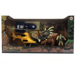 SET DE GUERRA- BARCO + HELICÓPTERO + DINOSAURIO