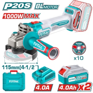 AMOLADORA ANGULAR TOTAL 4 1/2" 20V C/ 2 BATERÍAS