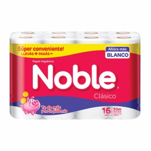PAPEL HIGIÉNICO NOBLE 30 MT X 16 ROLLOS