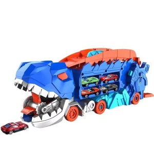 CAMION DINOSAURIO CON 2 AUTOS