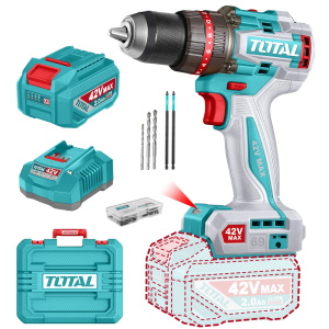 TALADRO ATORNILLADOR TOTAL 42V CON BATERÍA Y CARGADOR