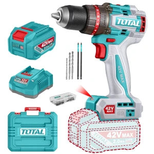 TALADRO ATORNILLADOR TOTAL 42V CON BATERÍA Y CARGADOR