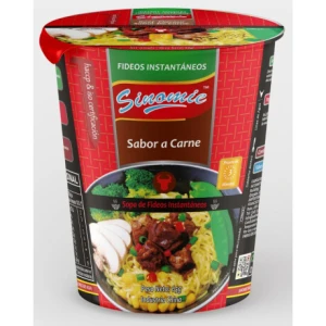 FIDEOS INSTANTÁNEOS SINOMIE CUP CARNE 65 GR.